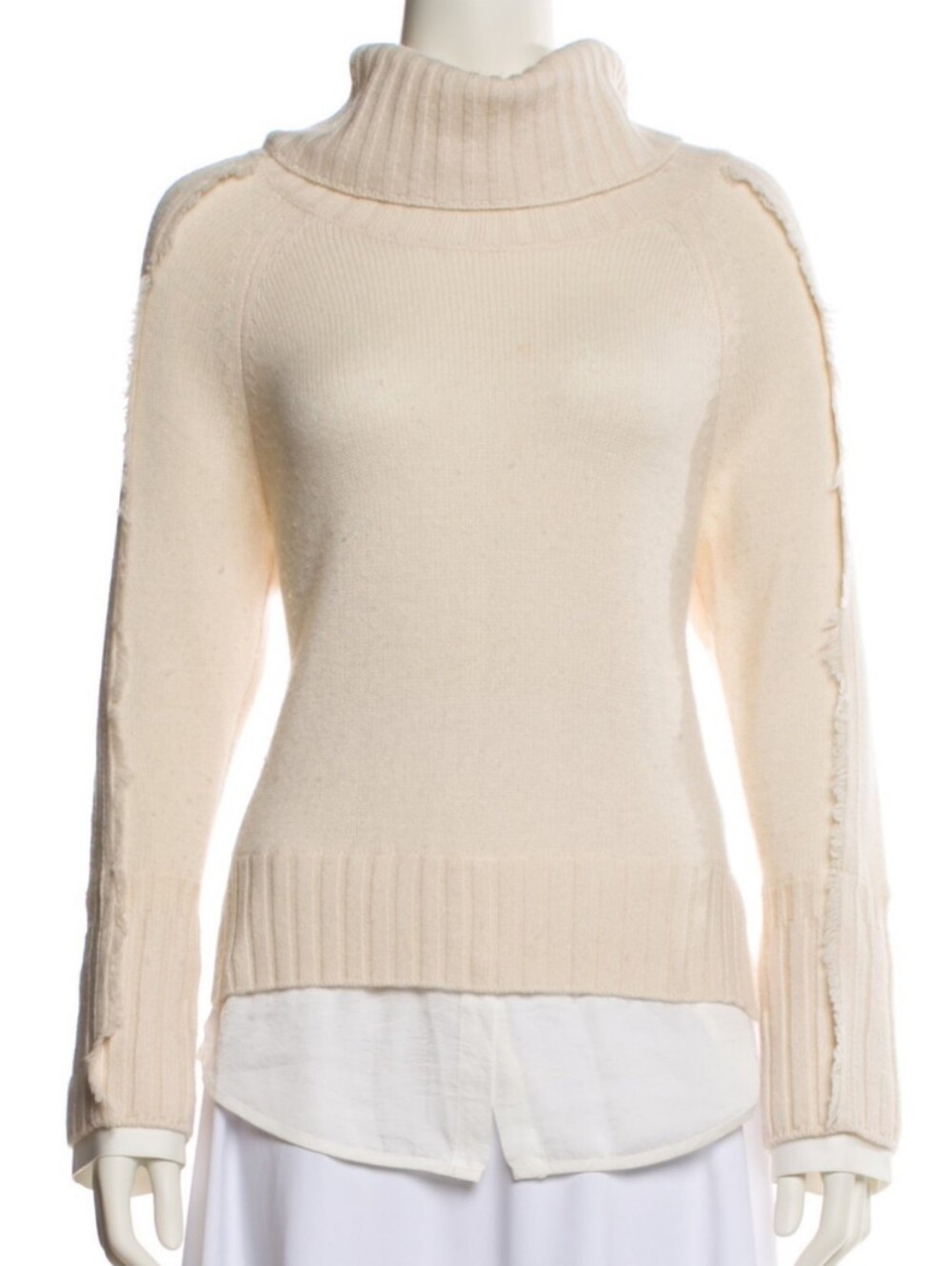 Brochu Walker Jolie Fringe Layered Looker Cashmere Wool Turtleneck Sweater